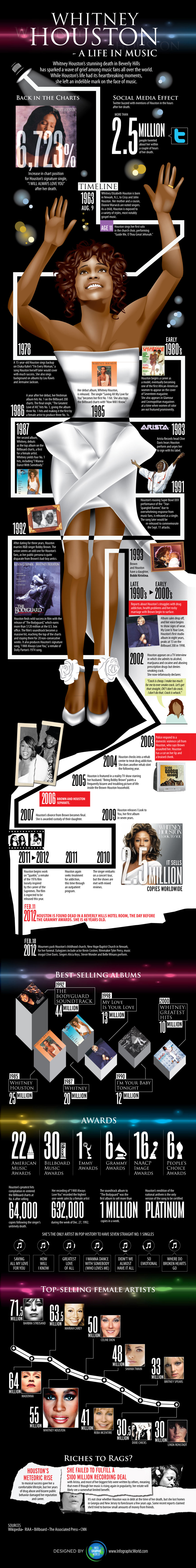 Whitney Houston - A Life in Music Infographic