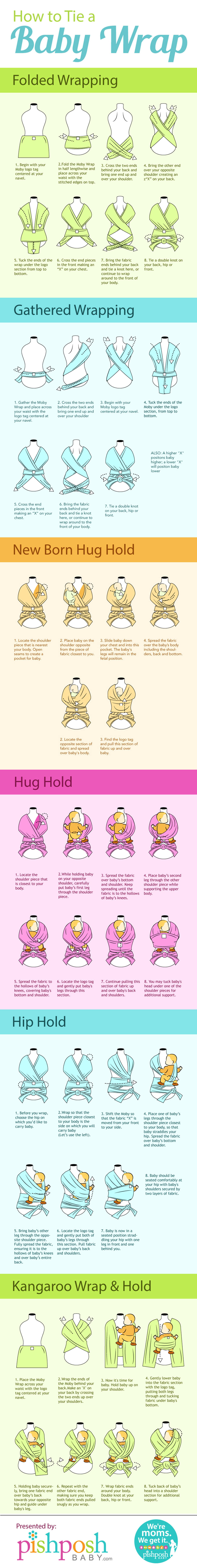 How to Wrap a Moby Baby Wrap Infographic