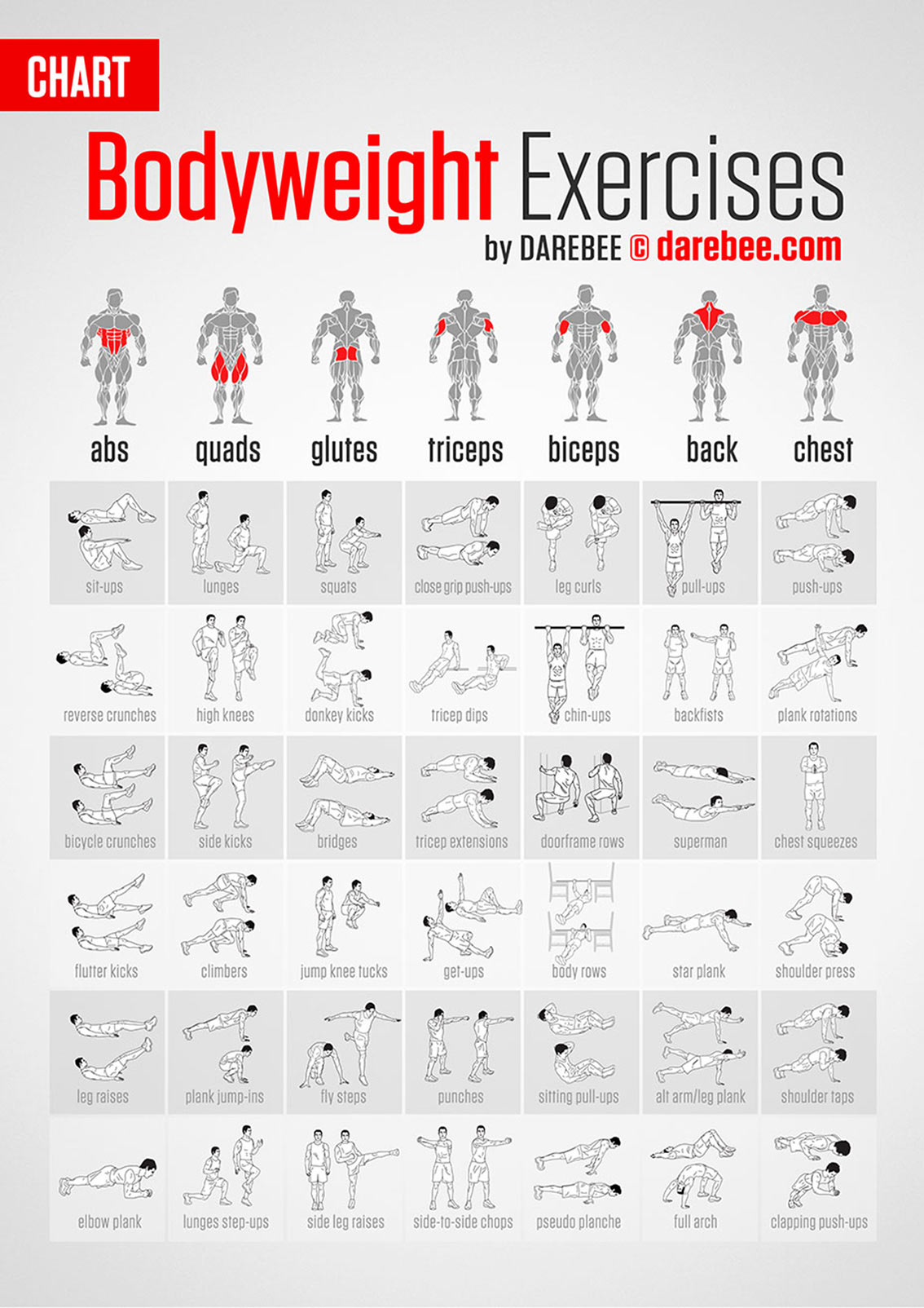 List of Bodyweight Exercises Infographic