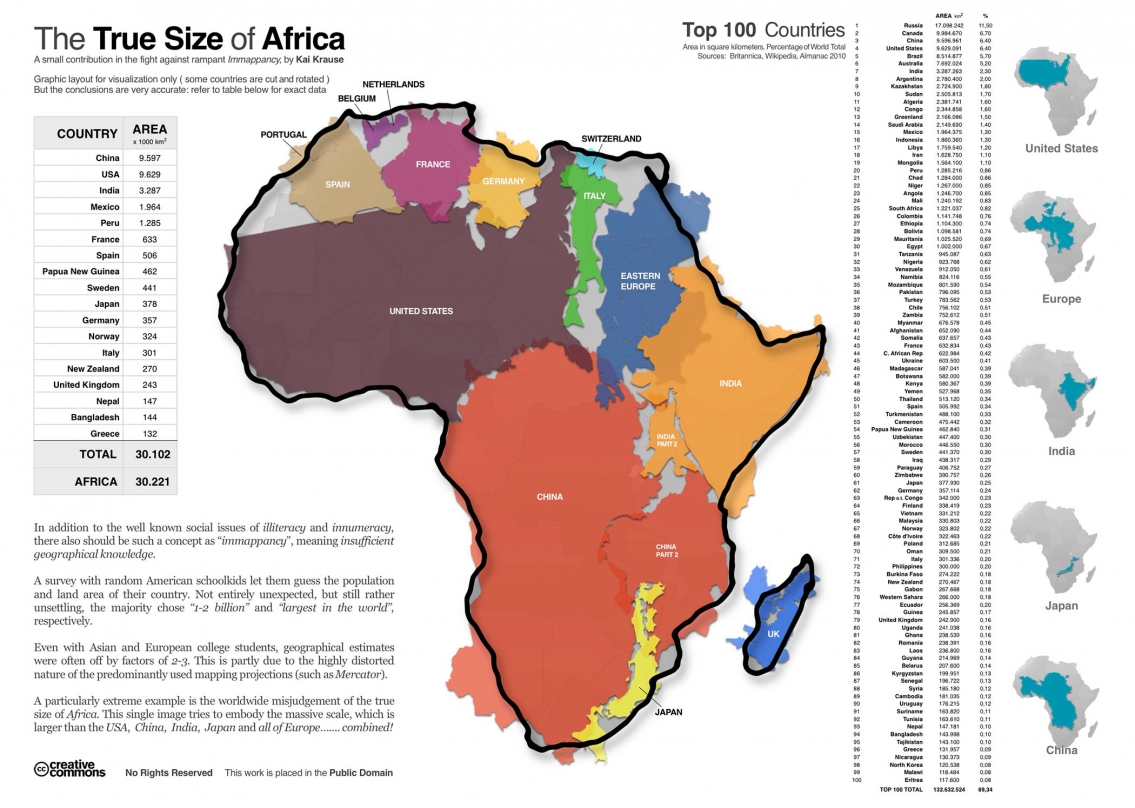 The True Size Of Africa Infographic
