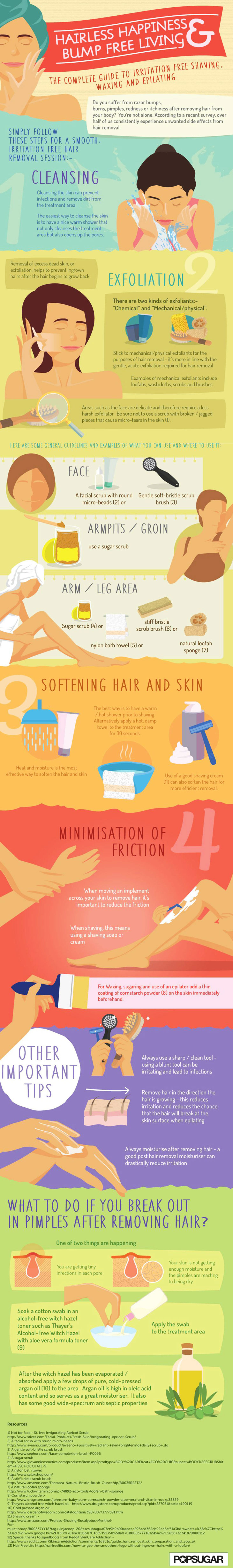 Women Guide to Irritation-Free Shaving, Waxing and Epilating - Beauty Tips Infographic